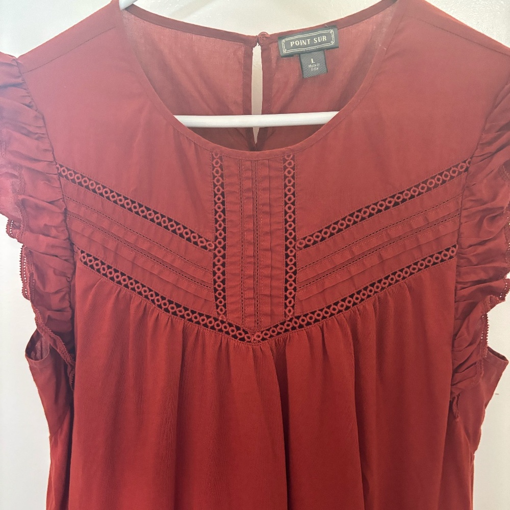 J.Crew Point Sur eyelet flutter sleeve tee L